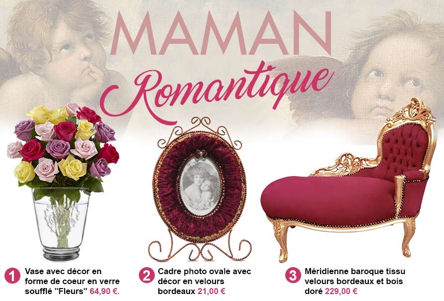 vase, cadre photo et méridienne baroque pour une Maman Romantique